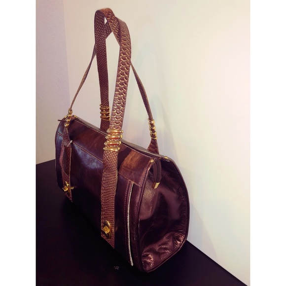 La Gioe do Toscana Brown Metallic Leather Handbag - Picture 3 of 9